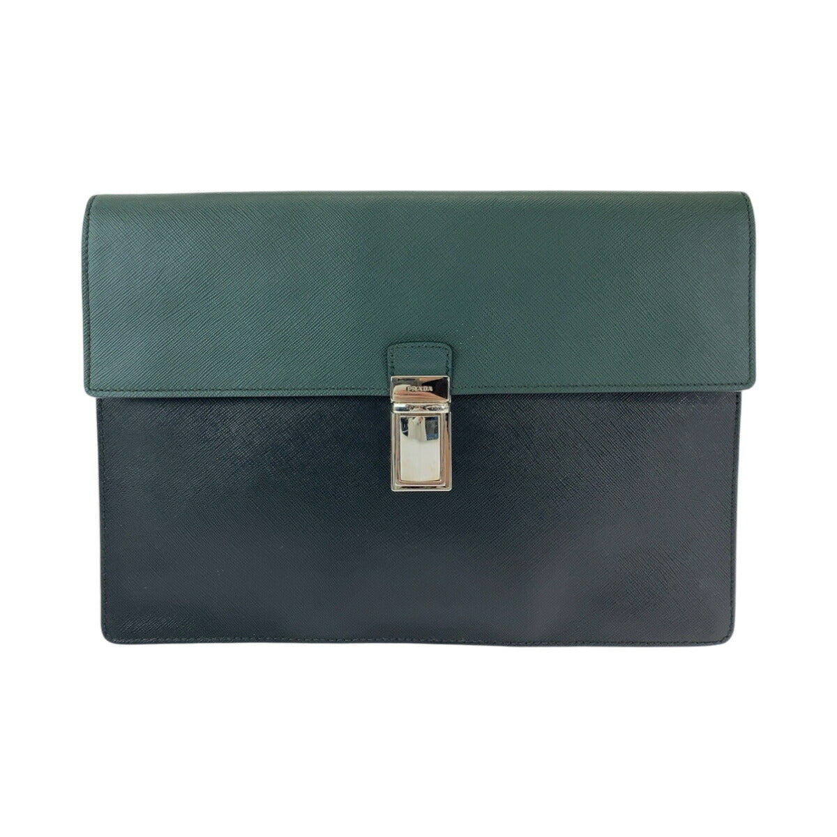 Prada Saffiano Bicolor Leather Clutch Bag