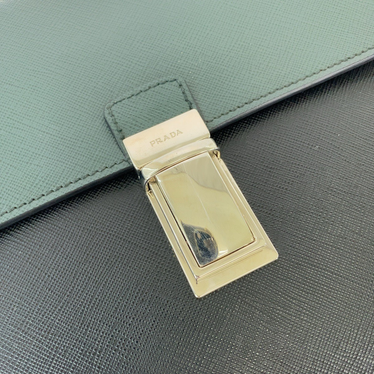 Prada Saffiano Bicolor Leather Clutch Bag