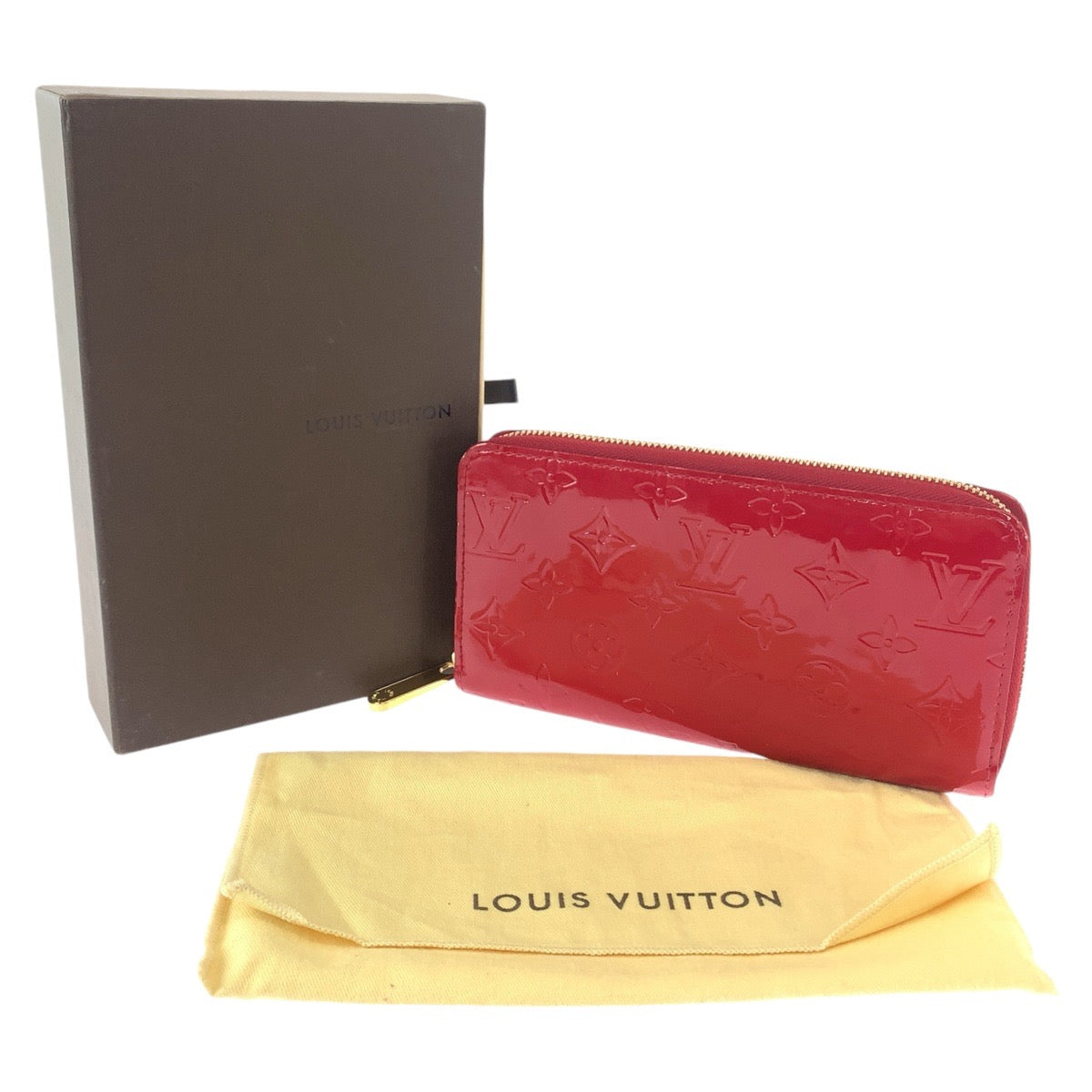 Louis Vuitton Vernis Zippy Wallet Red Leather