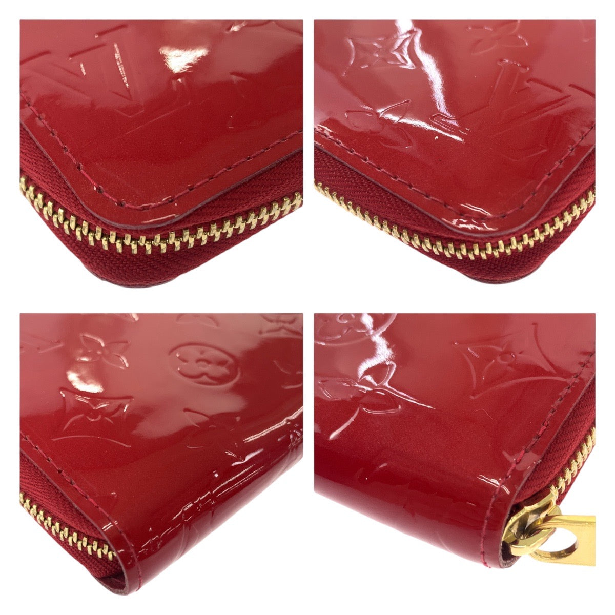 Louis Vuitton Vernis Zippy Wallet Red Leather