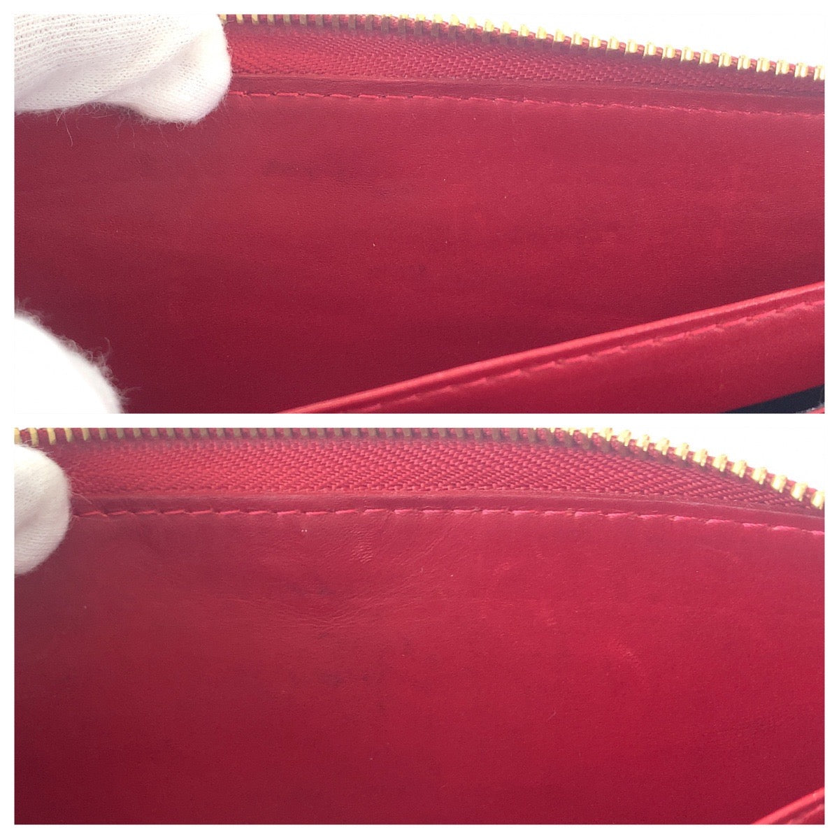 Louis Vuitton Vernis Zippy Wallet Red Leather