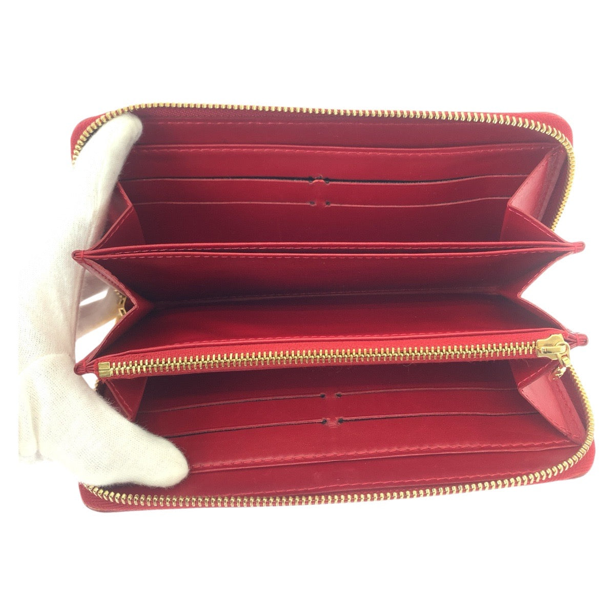 Louis Vuitton Vernis Zippy Wallet Red Leather