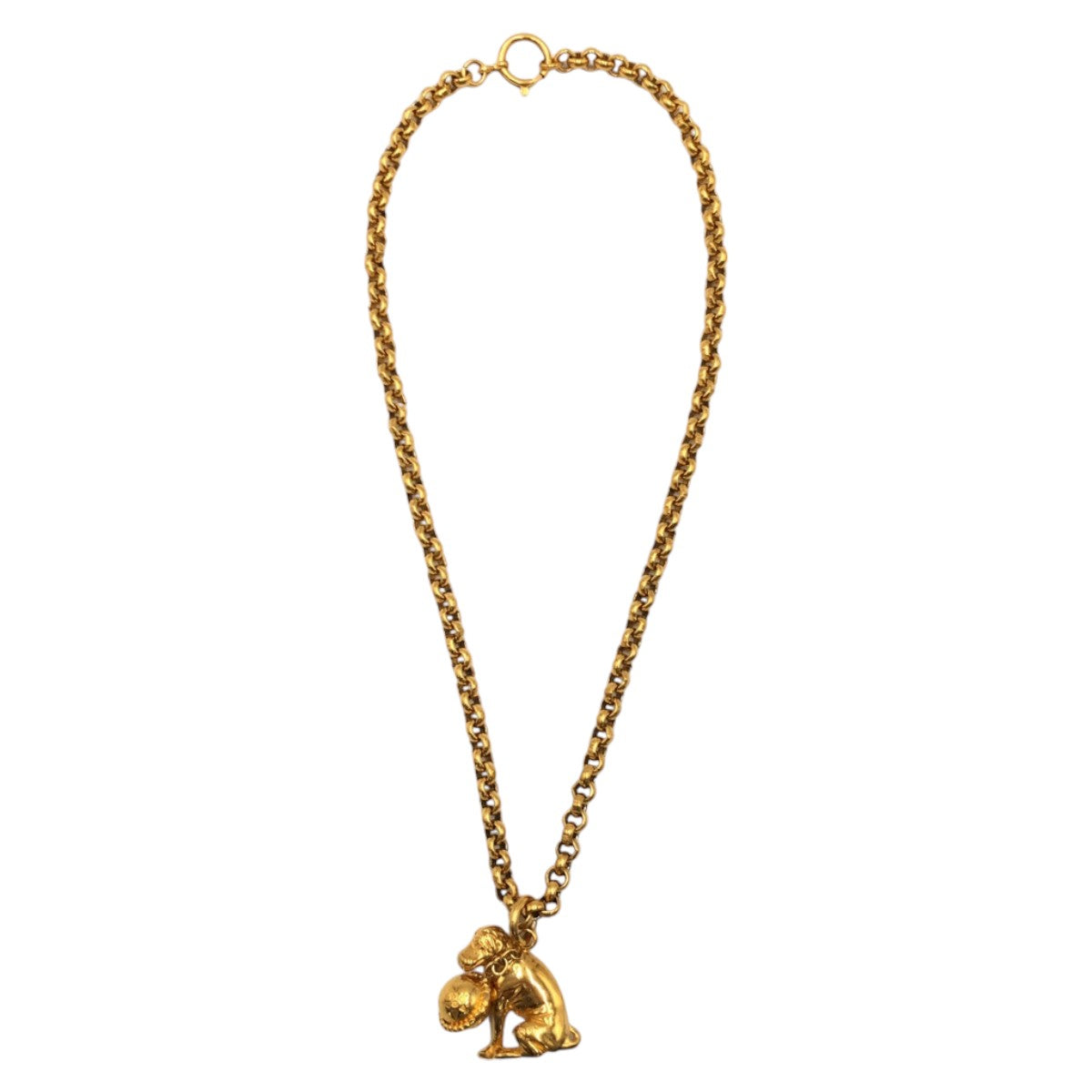 Celine Vintage Dog Motif Gold Necklace