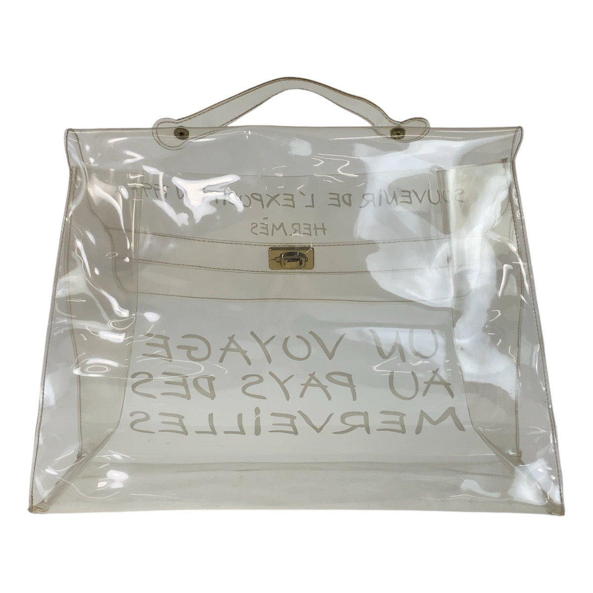 Hermes Vinyl Kelly Clear Handbag Gold Hardware