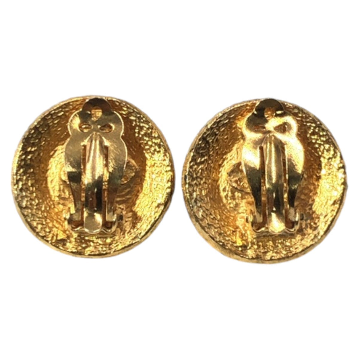 Chanel Vintage Gripoix Gold Green Metal Earrings