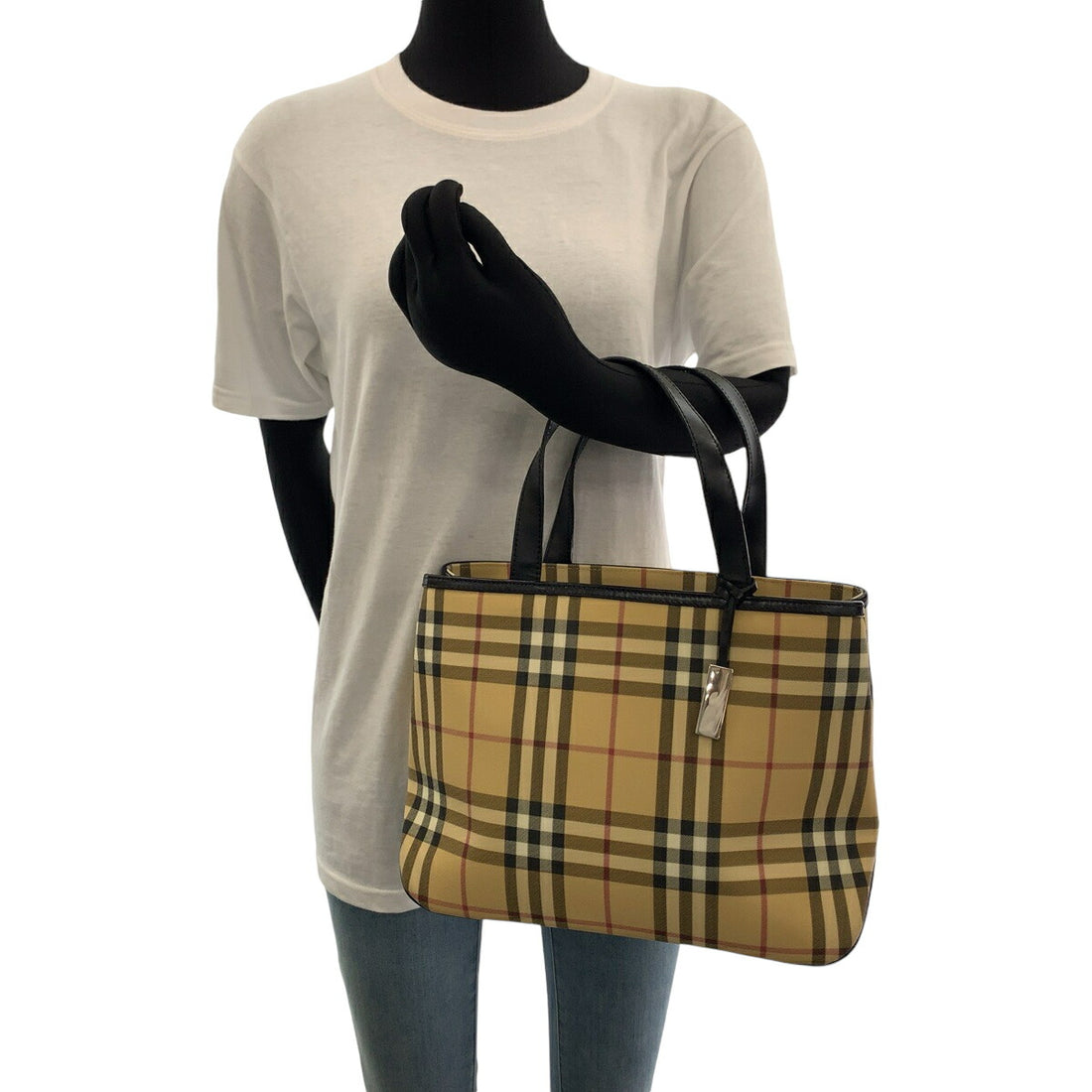 Burberry Check Canvas Tote Handbag