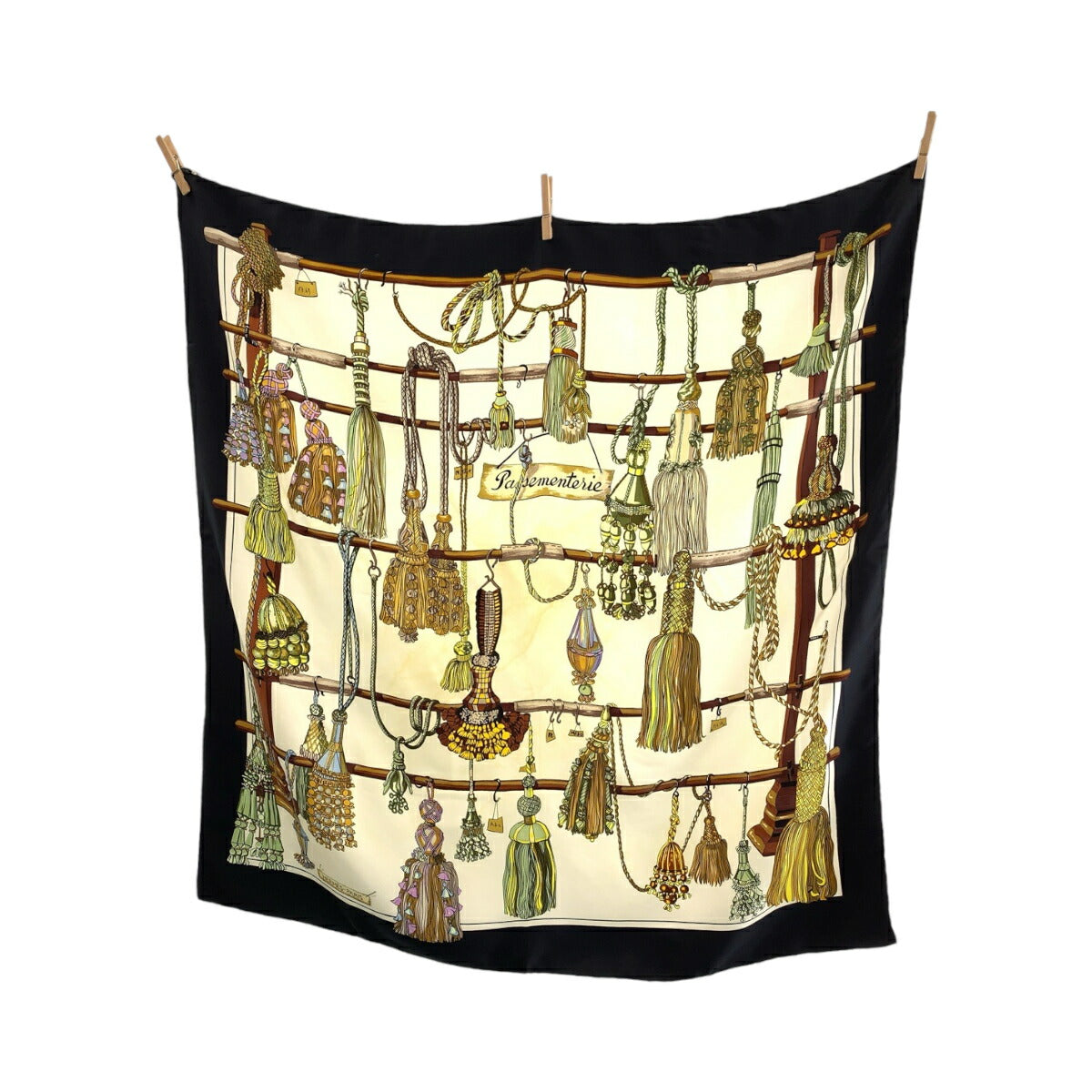 Hermes Silk Scarf Pasementerie Black