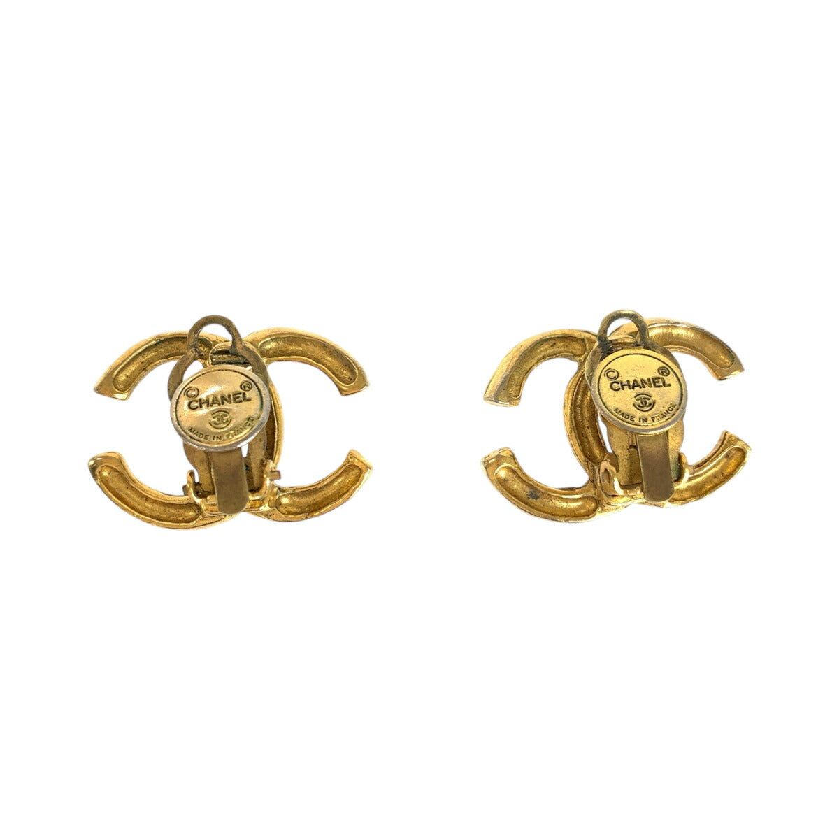 Chanel Vintage Coco Mark Gold Earrings