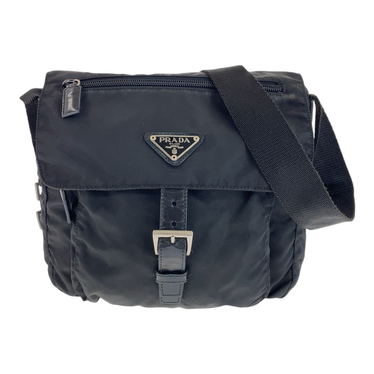 Prada Nylon Leather Tessuto Logo Shoulder Bag