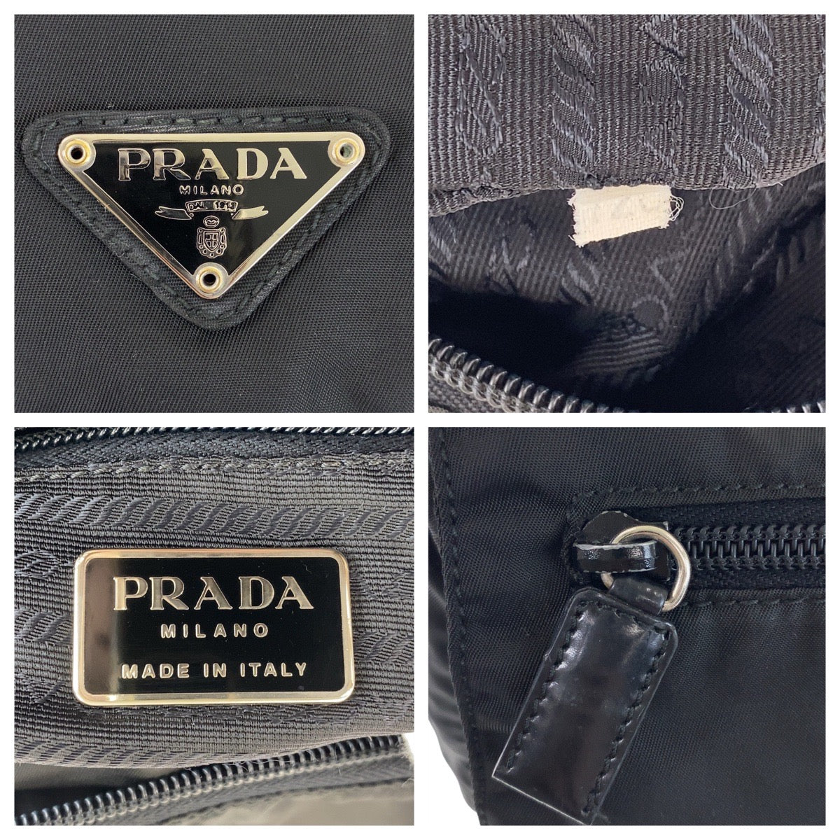 Prada Nylon Leather Tessuto Logo Shoulder Bag