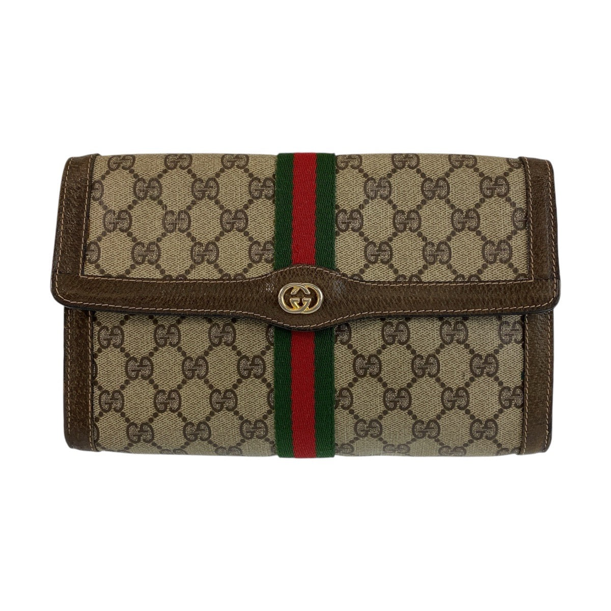 Gucci Vintage GG Canvas Leather Clutch Bag