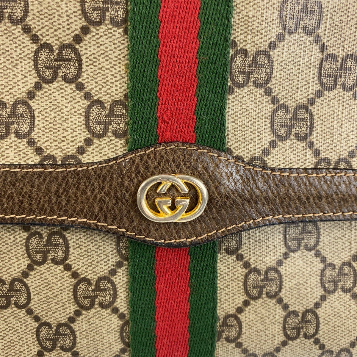 Gucci Vintage GG Canvas Leather Clutch Bag