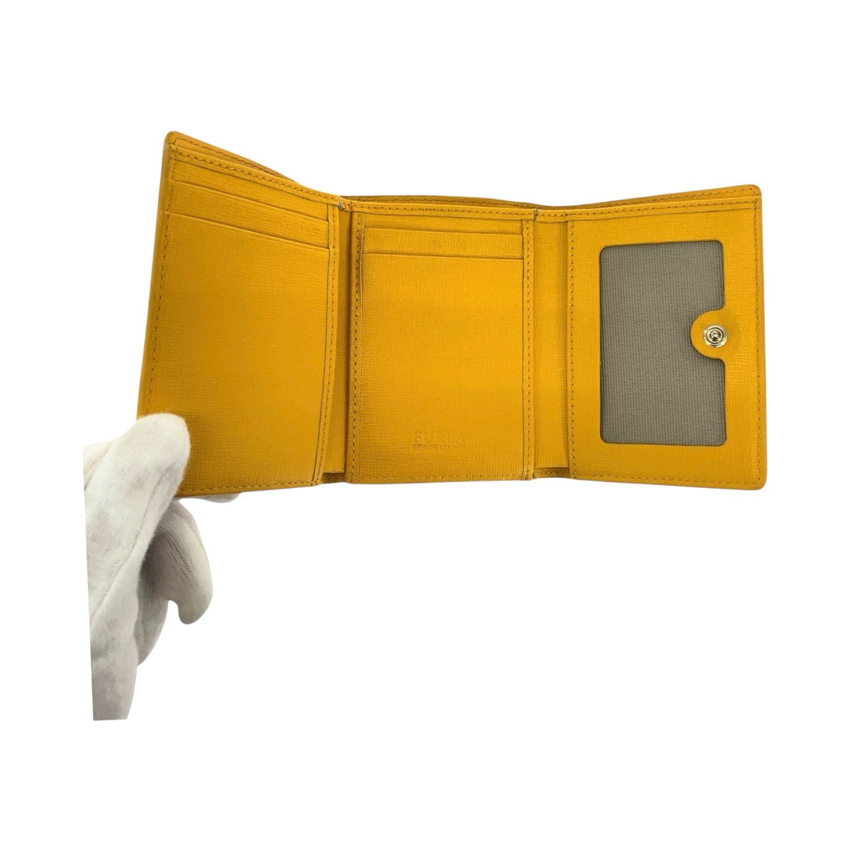 Furla Yellow Leather Compact Wallet