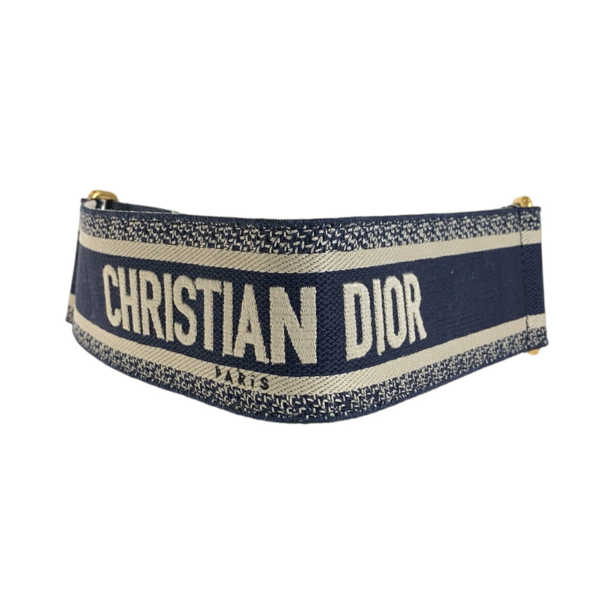 Dior Embroidery Leather Belt Black Navy Gold