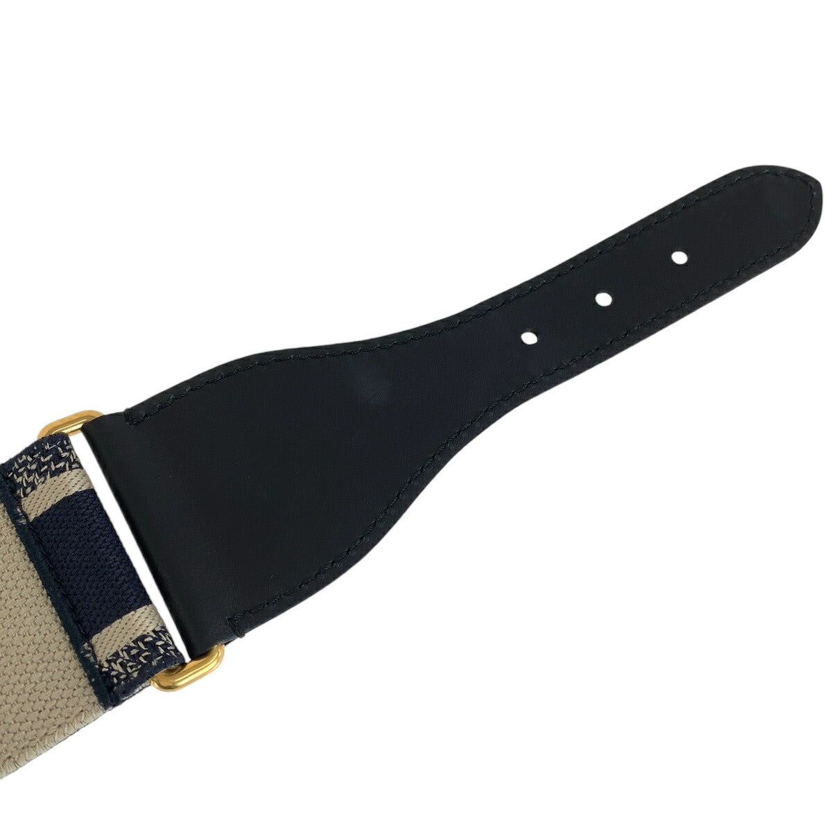 Dior Embroidery Leather Belt Black Navy Gold