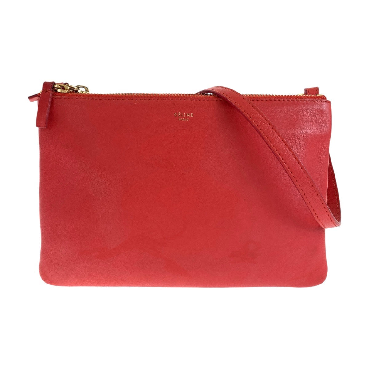 Celine Trio Small Leather Crossbody Bag Red