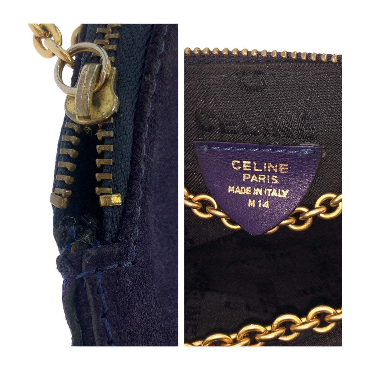 Celine Vintage Suede Leather Circle Logo Studded Crossbody Bag