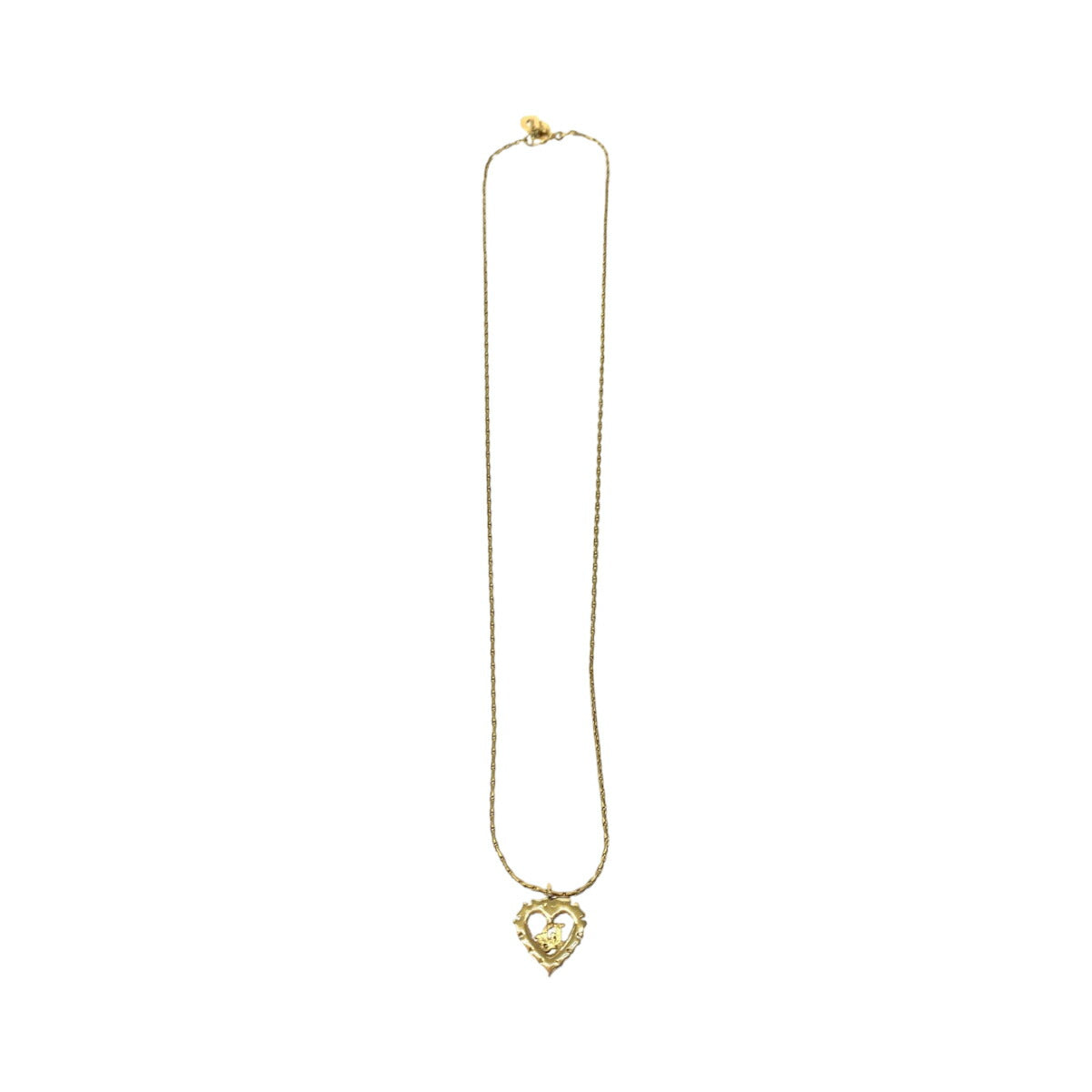 Dior Rhinestone Heart Necklace Gold