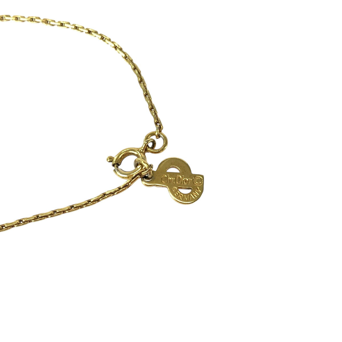 Dior Rhinestone Heart Necklace Gold