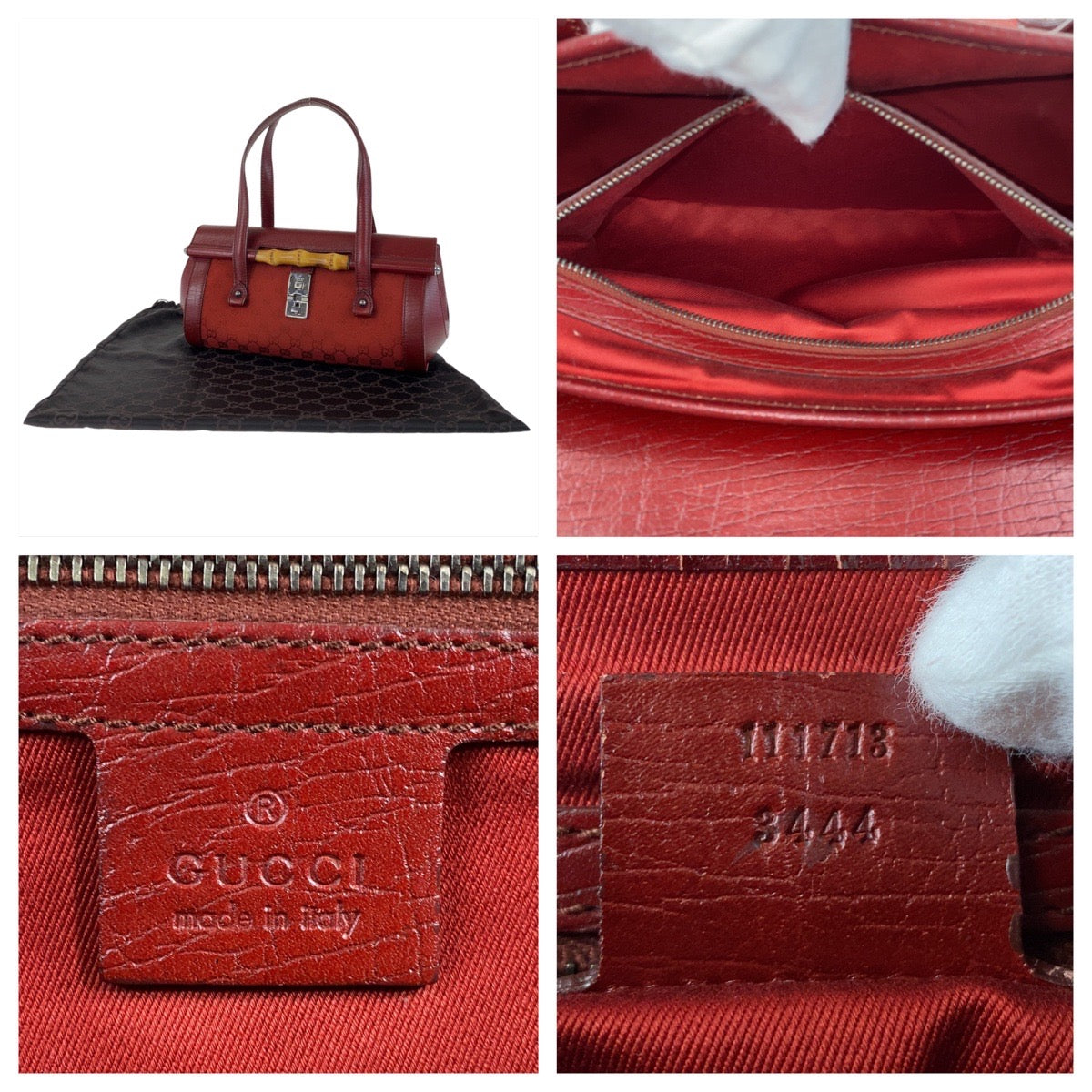 Gucci Bamboo GG Canvas Leather Shoulder Bag