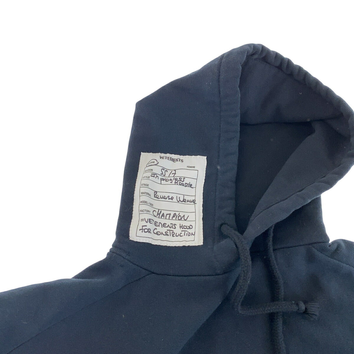 VETEMENTS Champion Cutoff Logo Tape Hoodie XS