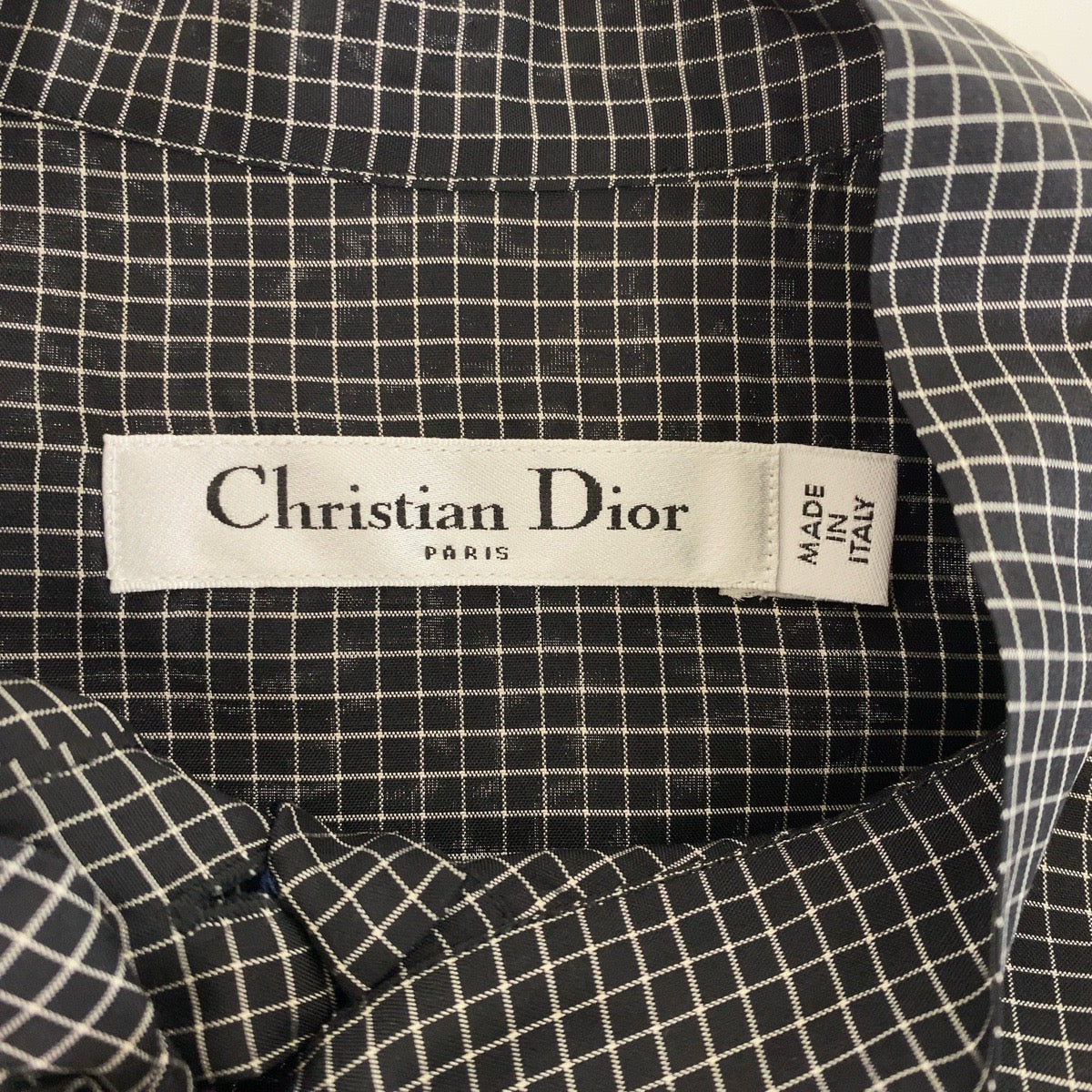 Dior Silk BEE Embroidery Bow Tie Shirt