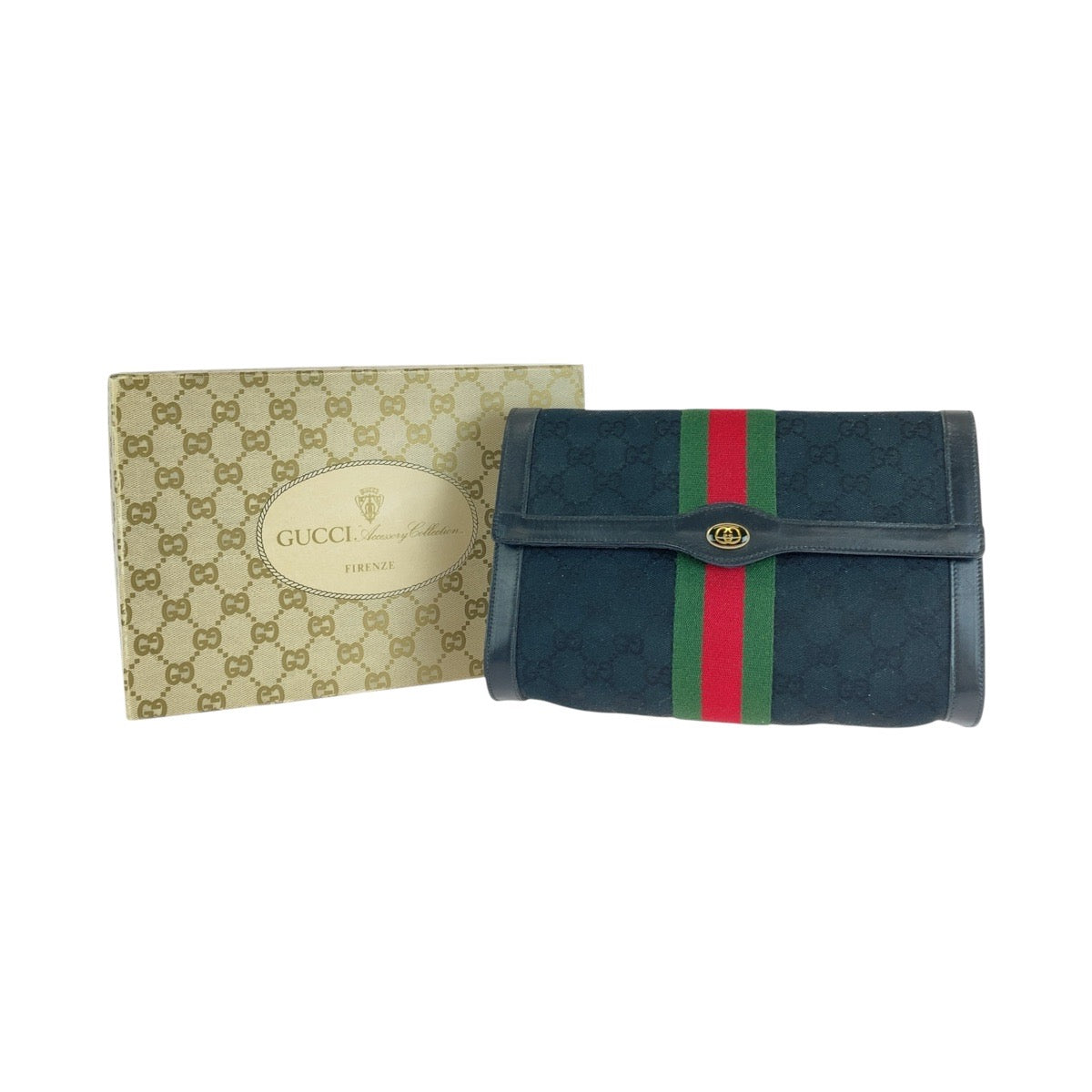 Gucci Vintage GG Canvas Leather Clutch Bag