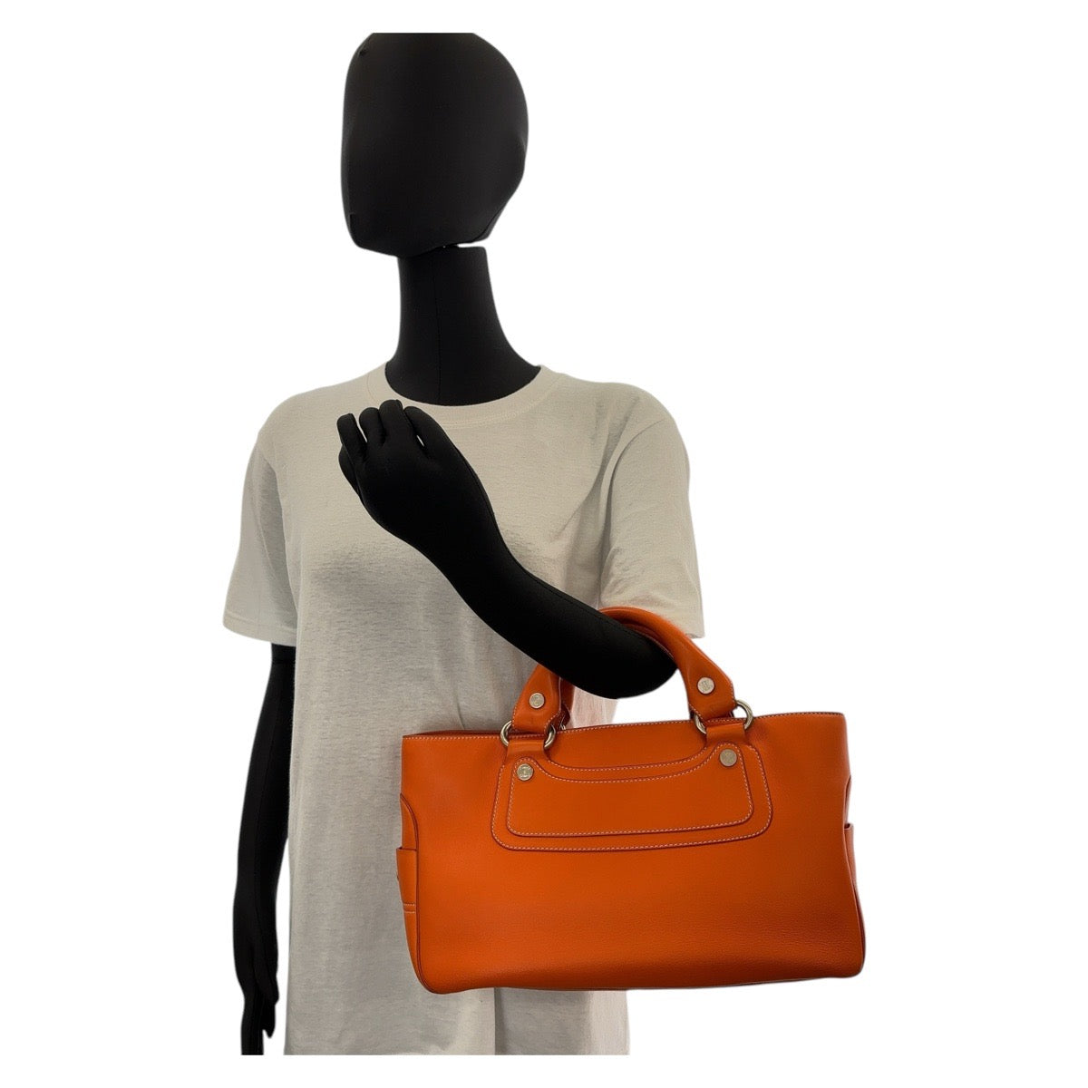 Celine Leather Boogie Bag Orange Handbag