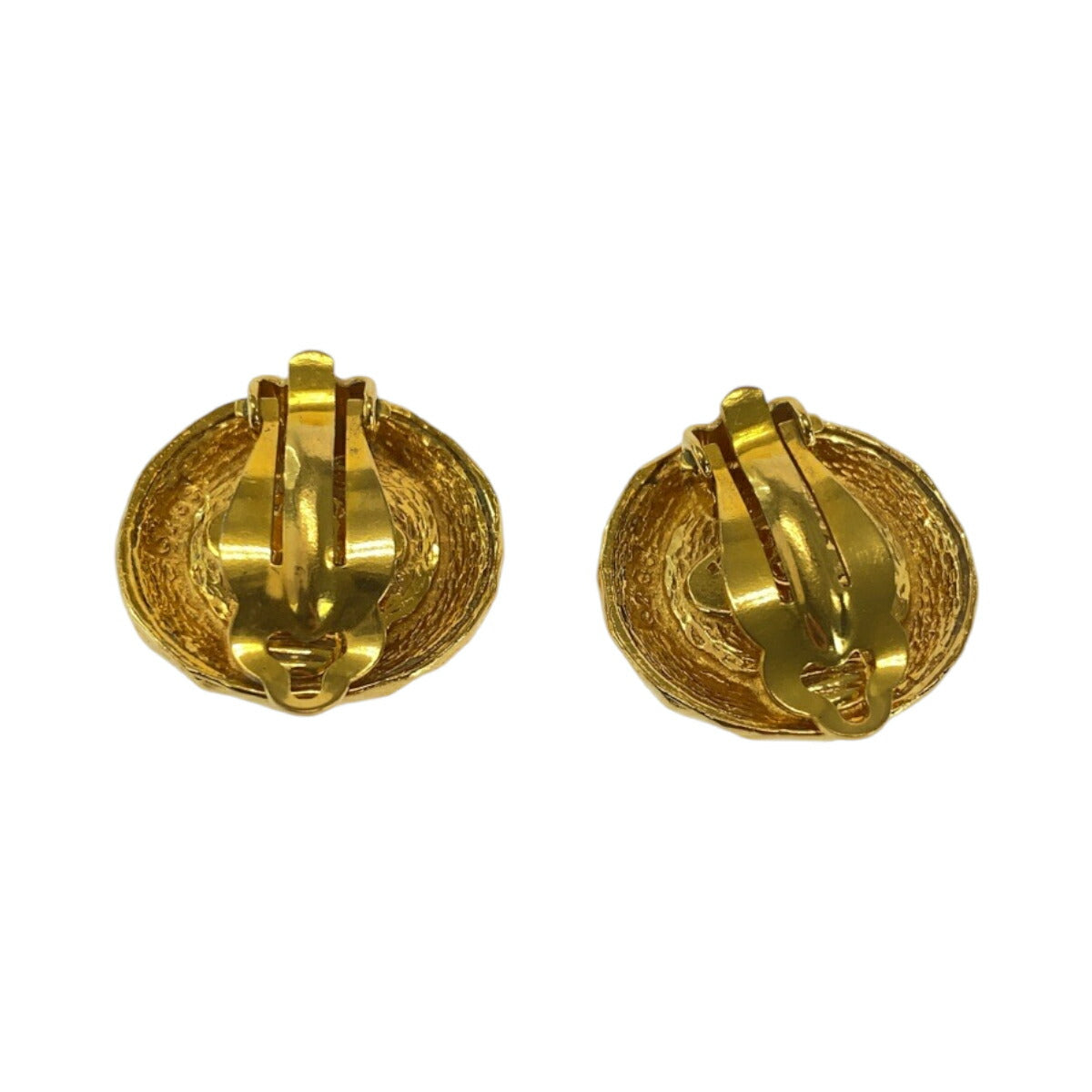 Chanel Vintage Tiger Eye Gold Metal Earrings