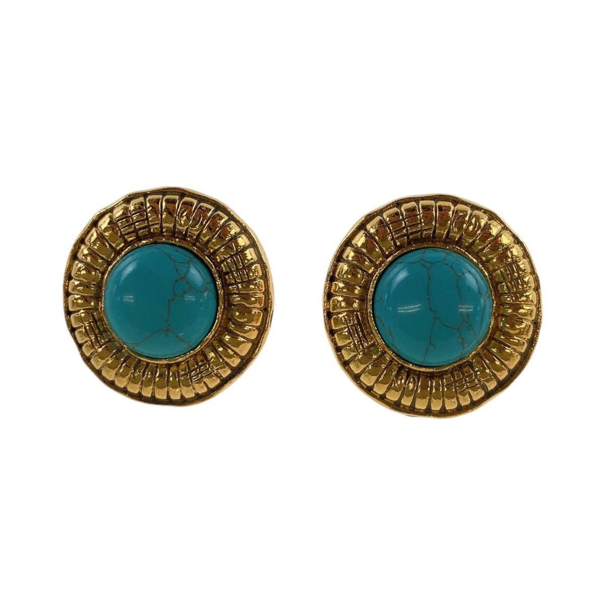 Chanel Vintage Turquoise Gold Earrings