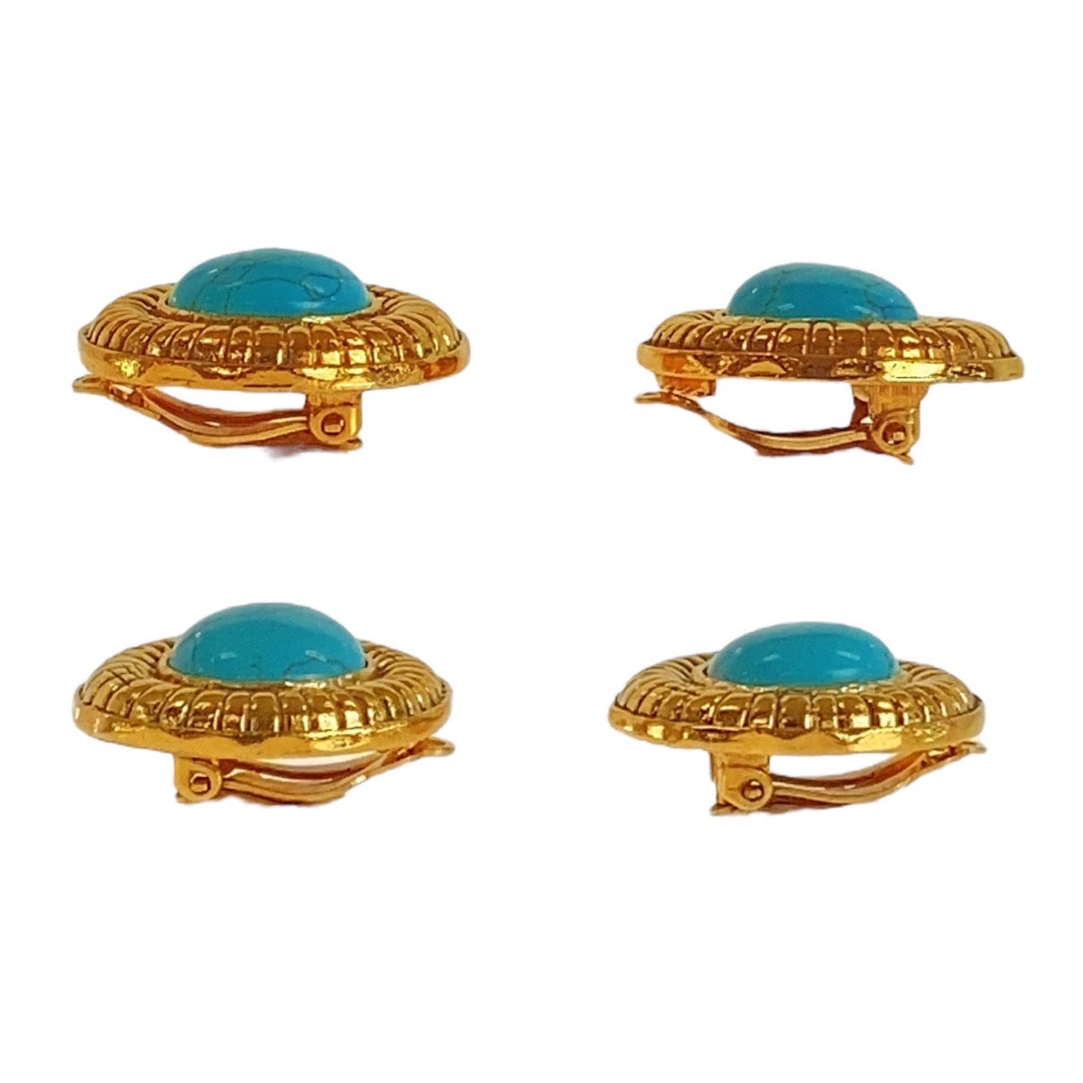 Chanel Vintage Turquoise Gold Earrings