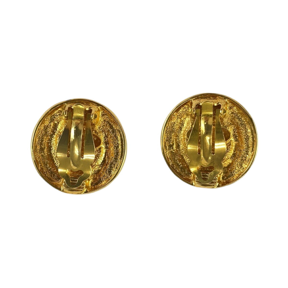 Chanel Vintage Red Gold Metal Glass Earrings