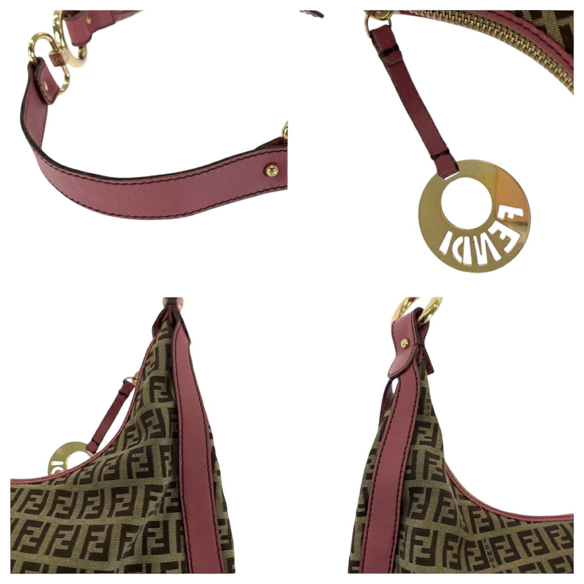 Fendi Zucchino Chef Hobo Canvas Shoulder Bag