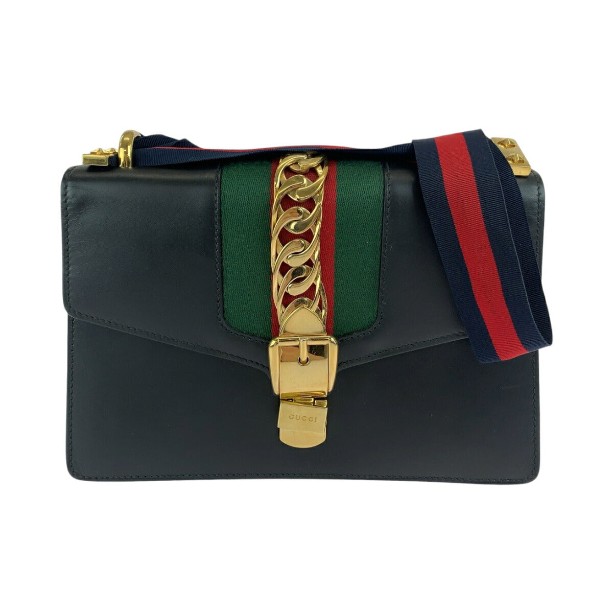 Gucci Leather Sylvie Shoulder Bag Black