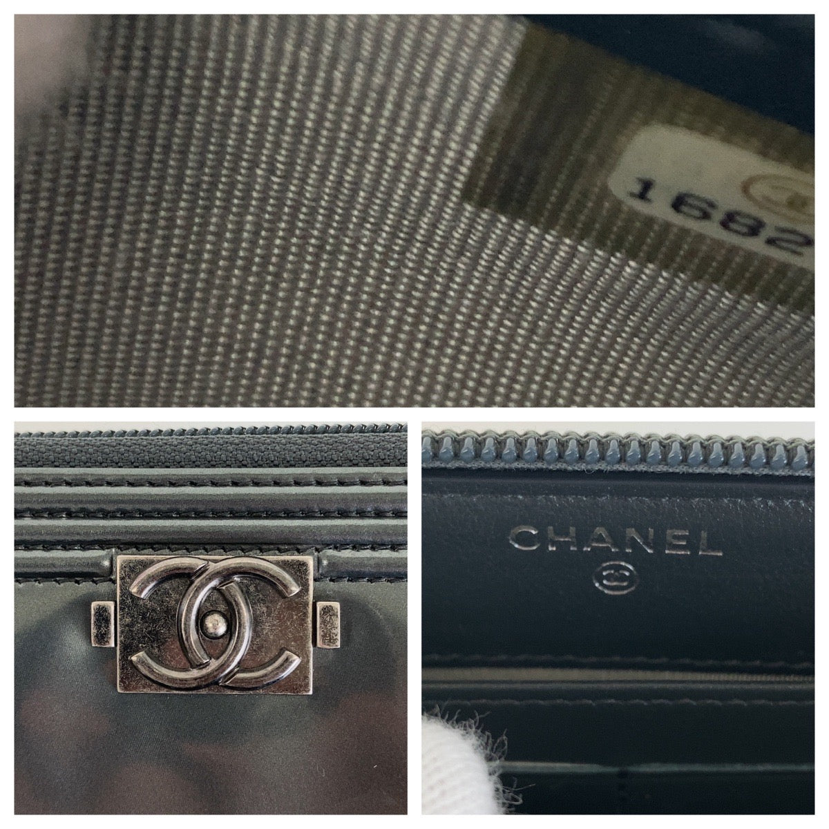 Chanel Boy Chanel Grey Metallic Long Wallet