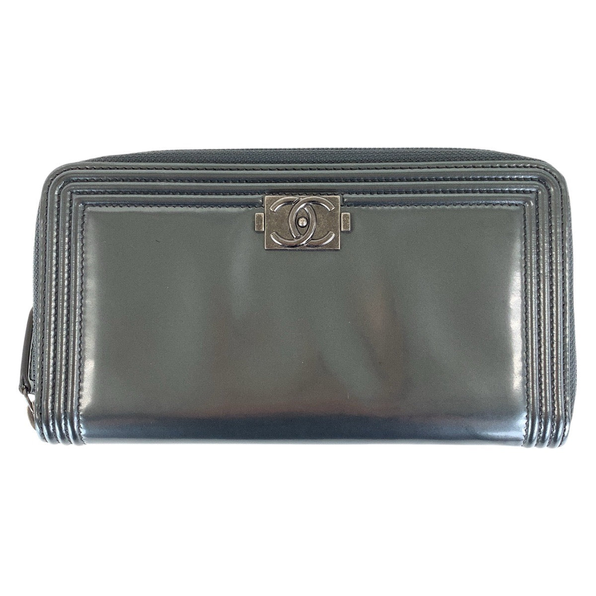 Chanel Boy Chanel Grey Metallic Long Wallet