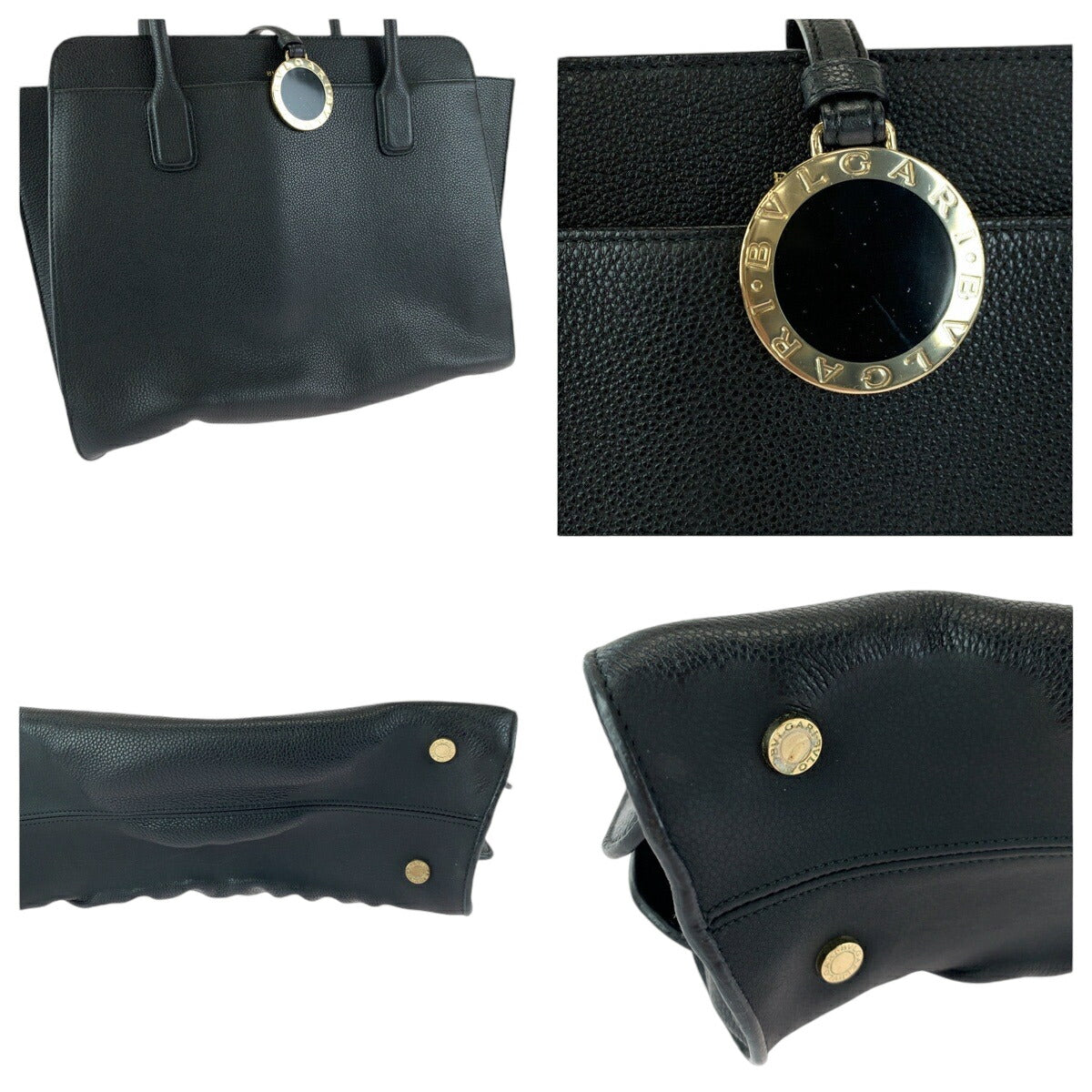 Bvlgari Leather Alba Black Tote Bag