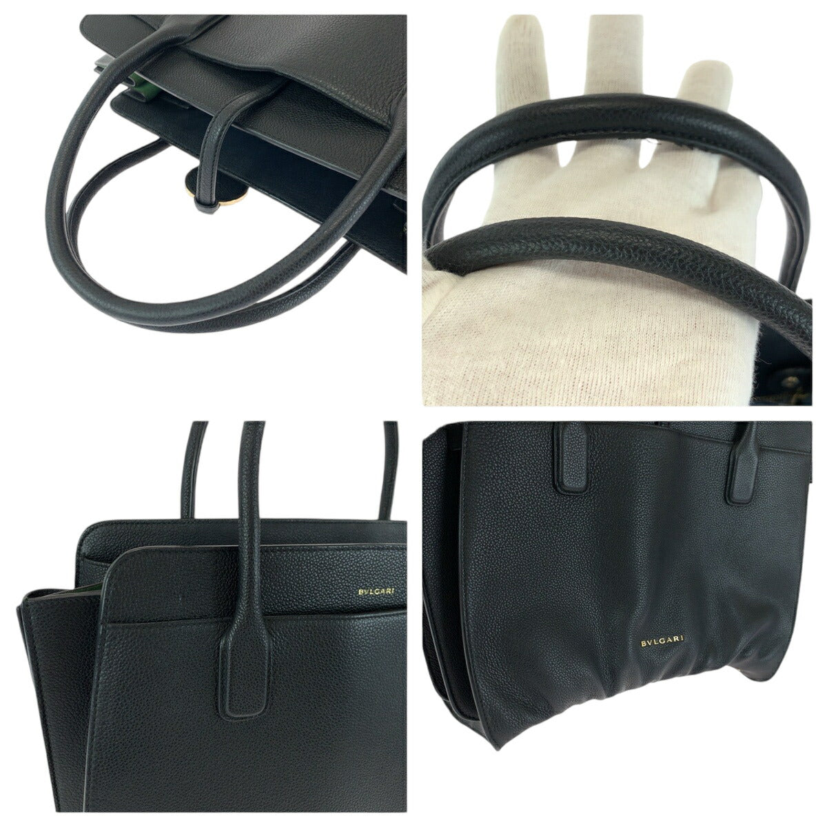 Bvlgari Leather Alba Black Tote Bag