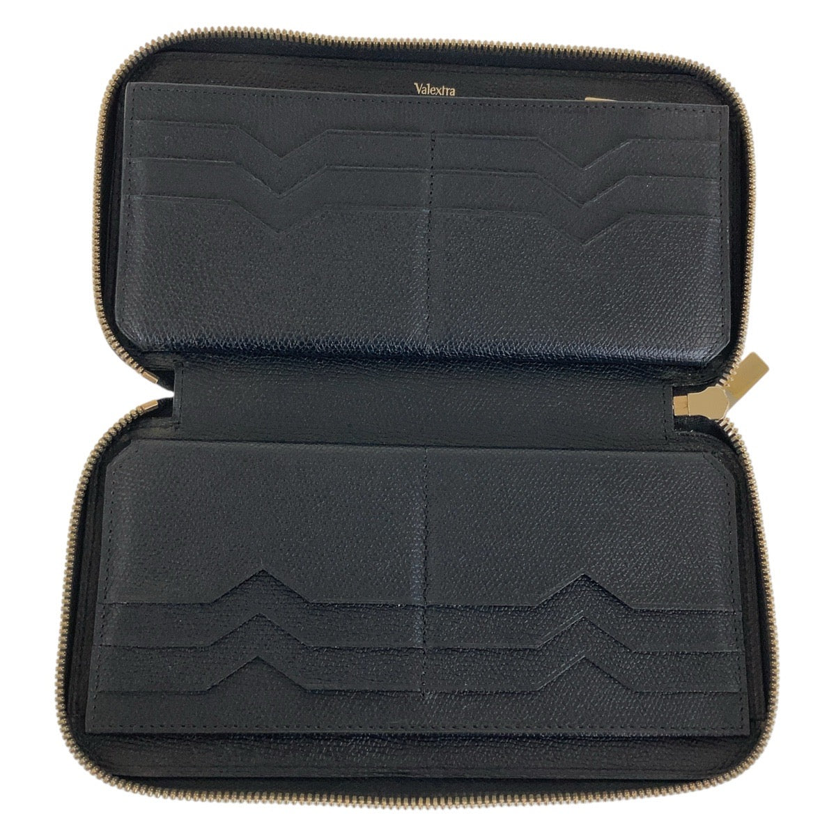 Valextra Leather Long Wallet Black