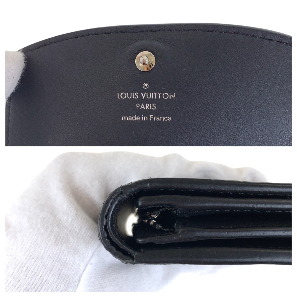 Louis Vuitton Monogram Mahina Compact Wallet Black Leather