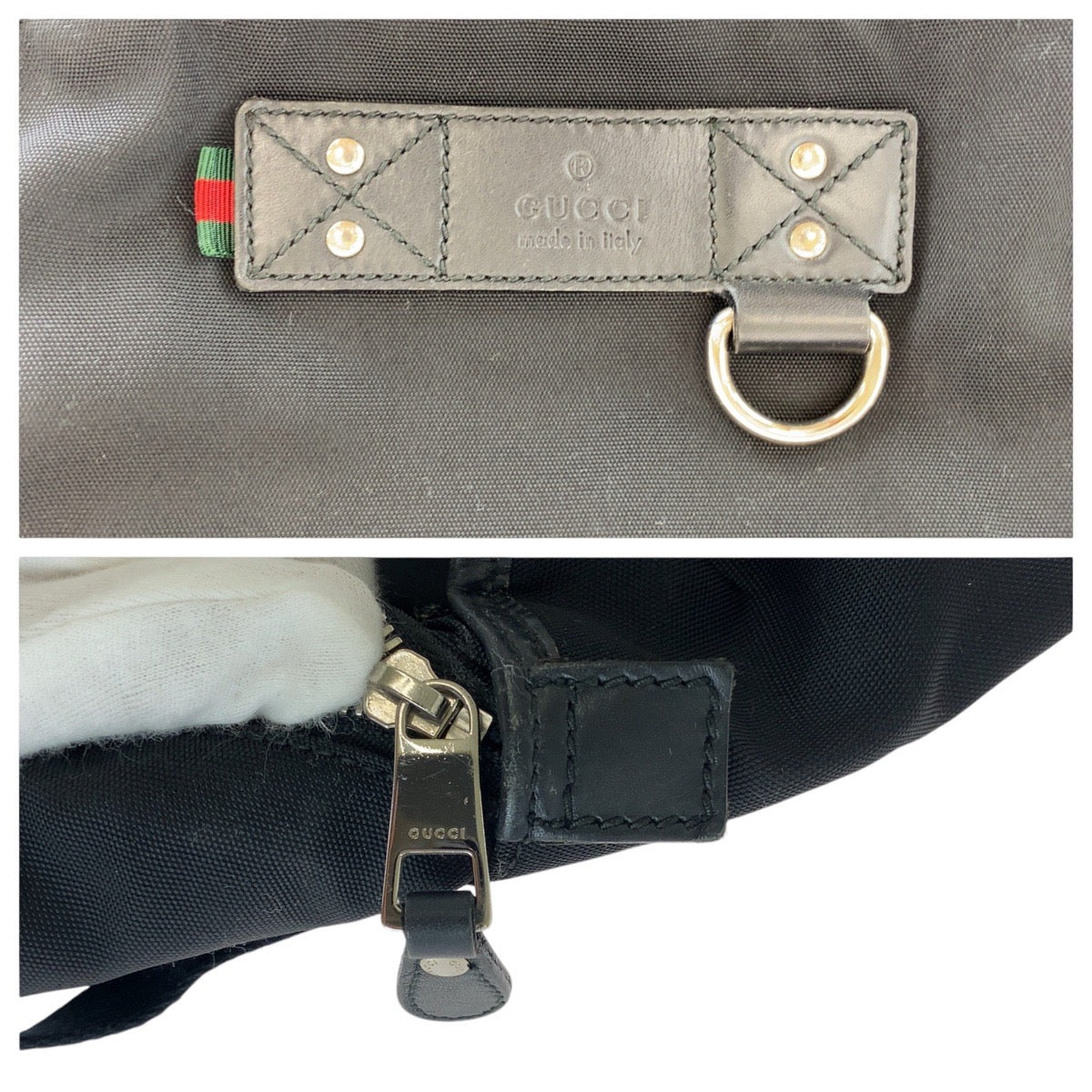 Gucci Black Canvas Leather Backpack Unisex