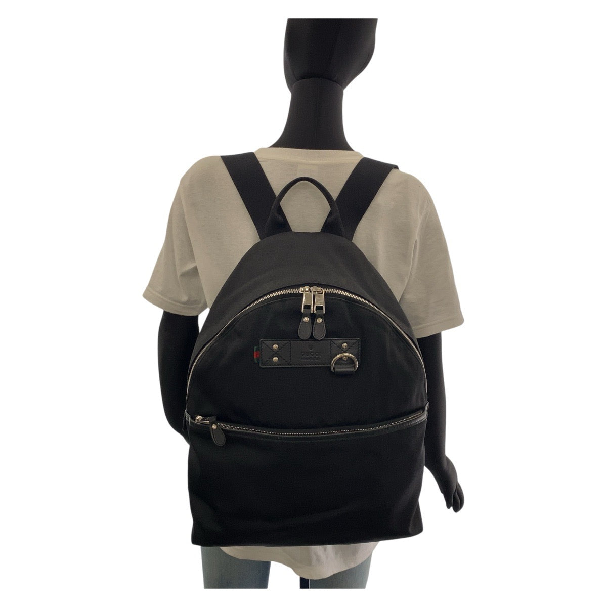 Gucci Black Canvas Leather Backpack Unisex