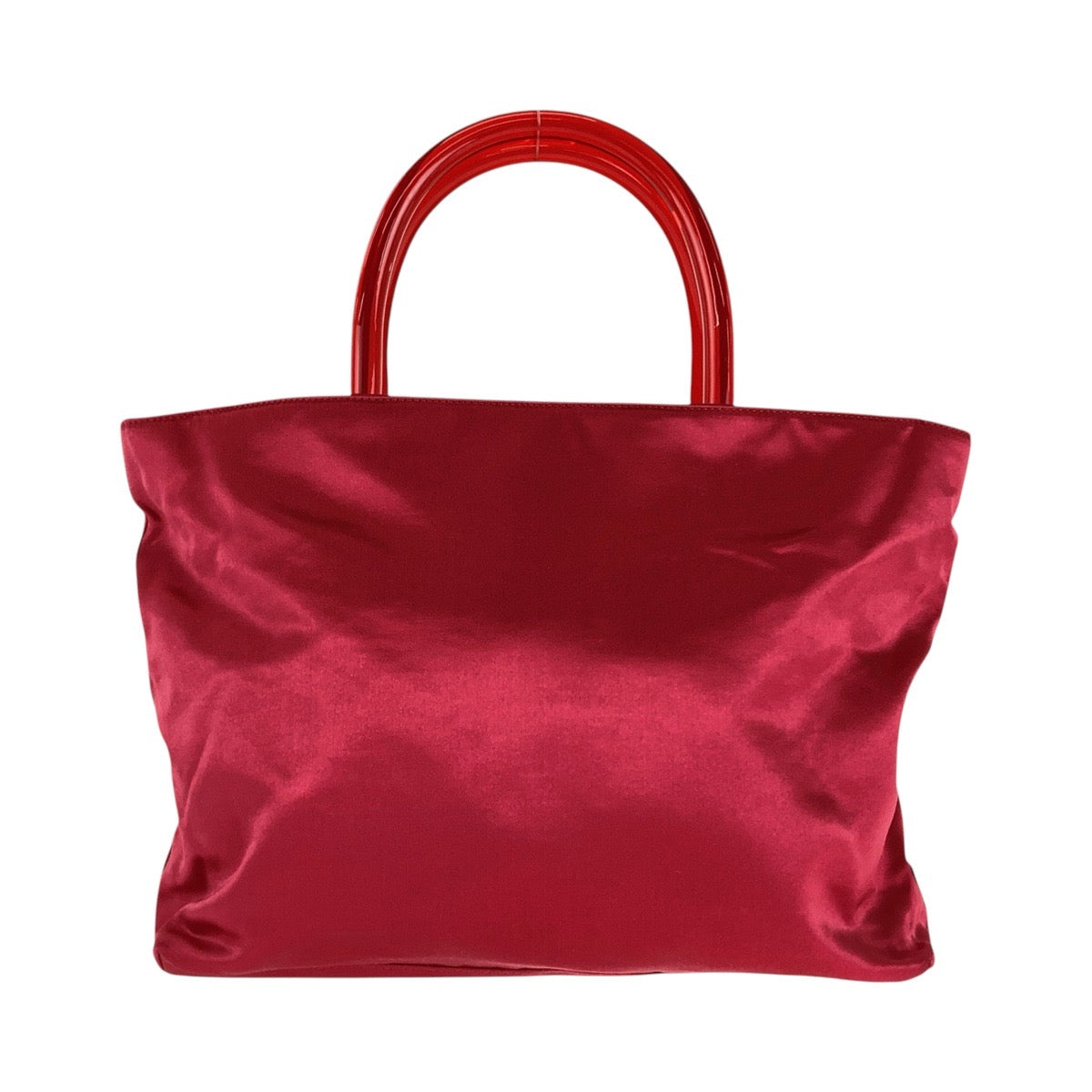 Prada Red Satin Plastic Tote Bag