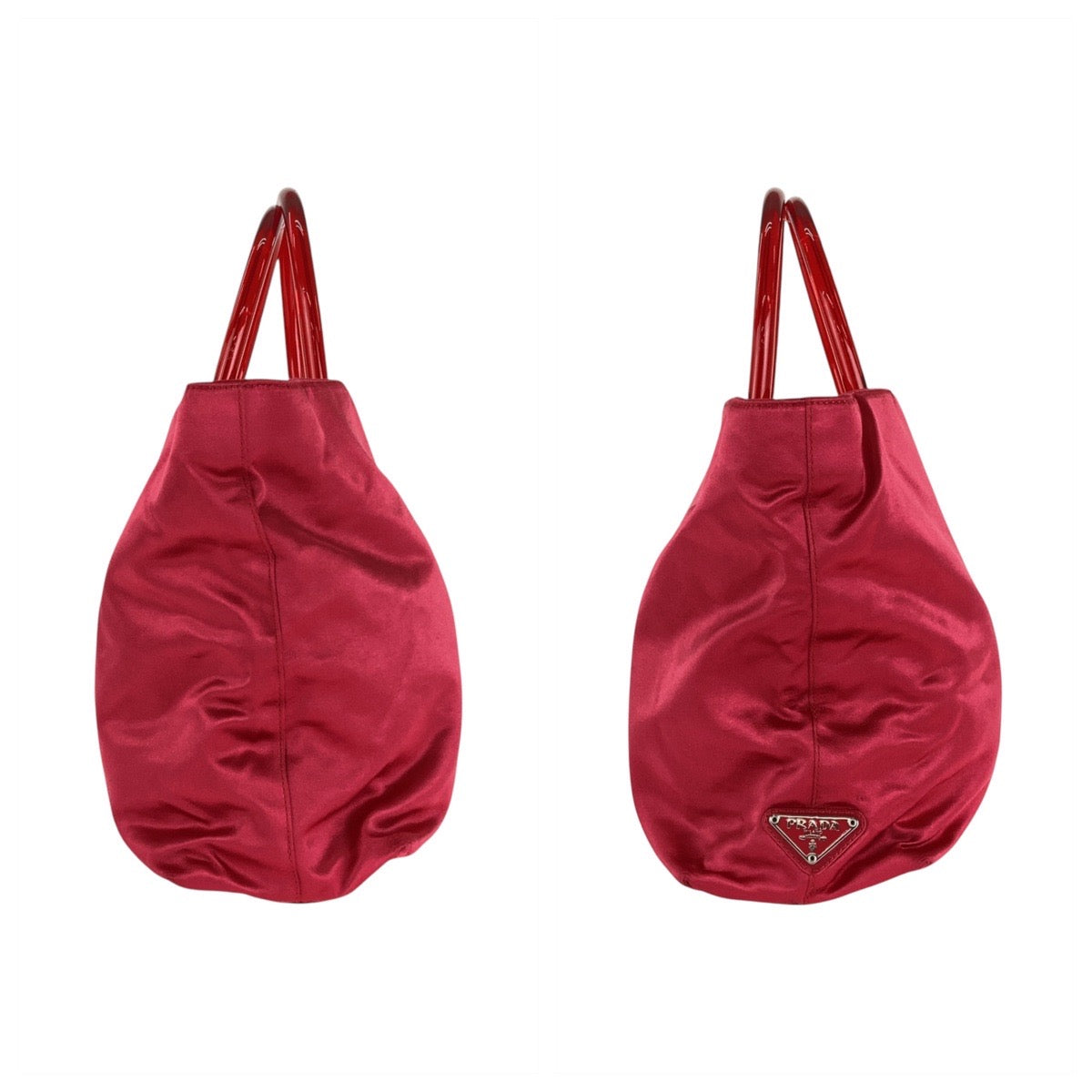 Prada Red Satin Plastic Tote Bag