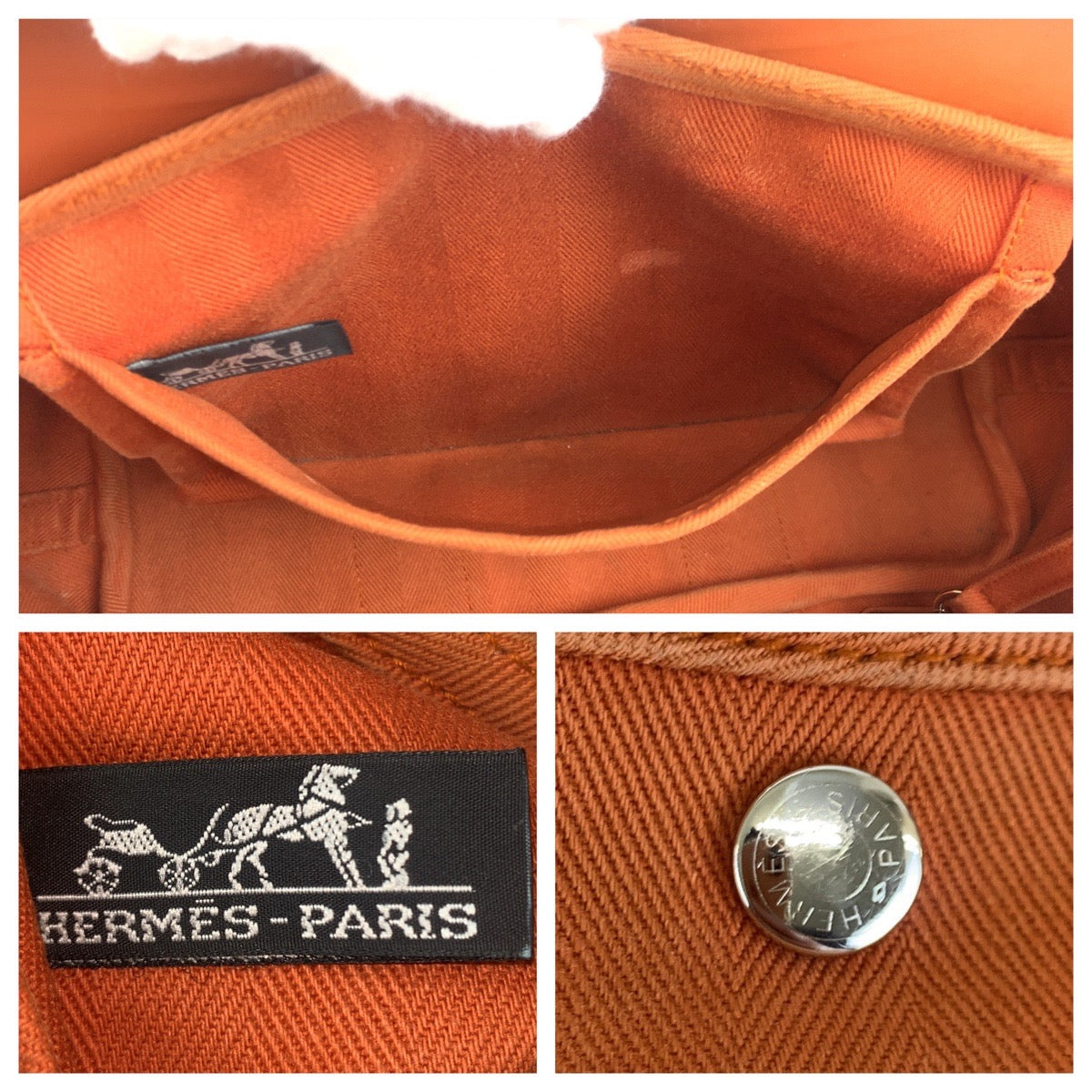 Hermes Valparaiso Canvas Leather Tote Bag