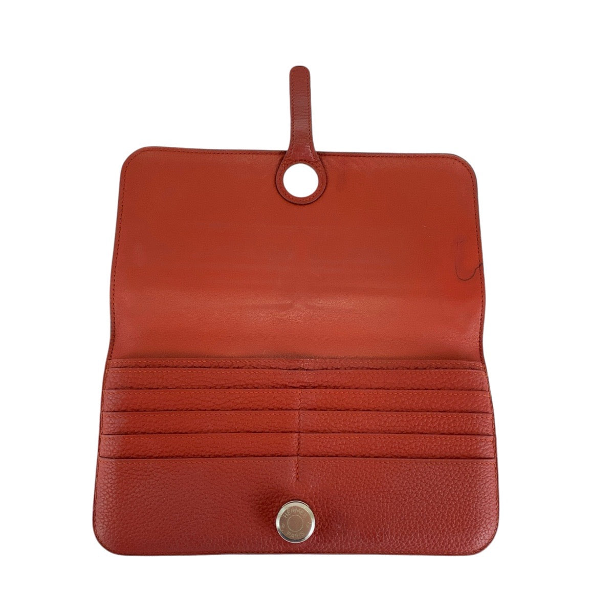 Hermes Dogon Long Wallet Red Silver