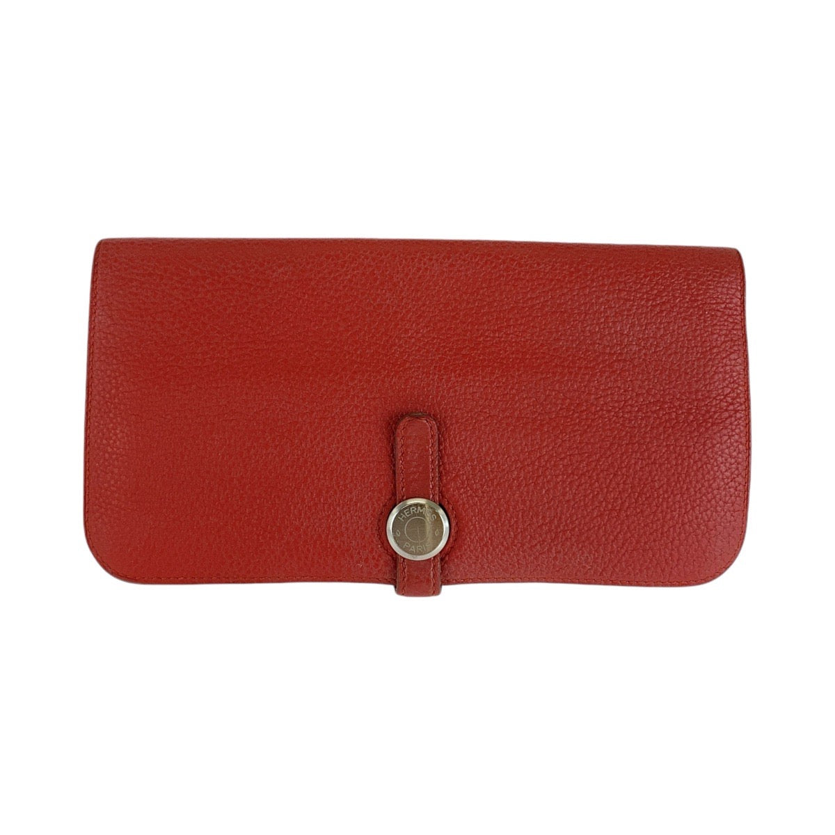 Hermes Dogon Long Wallet Red Silver