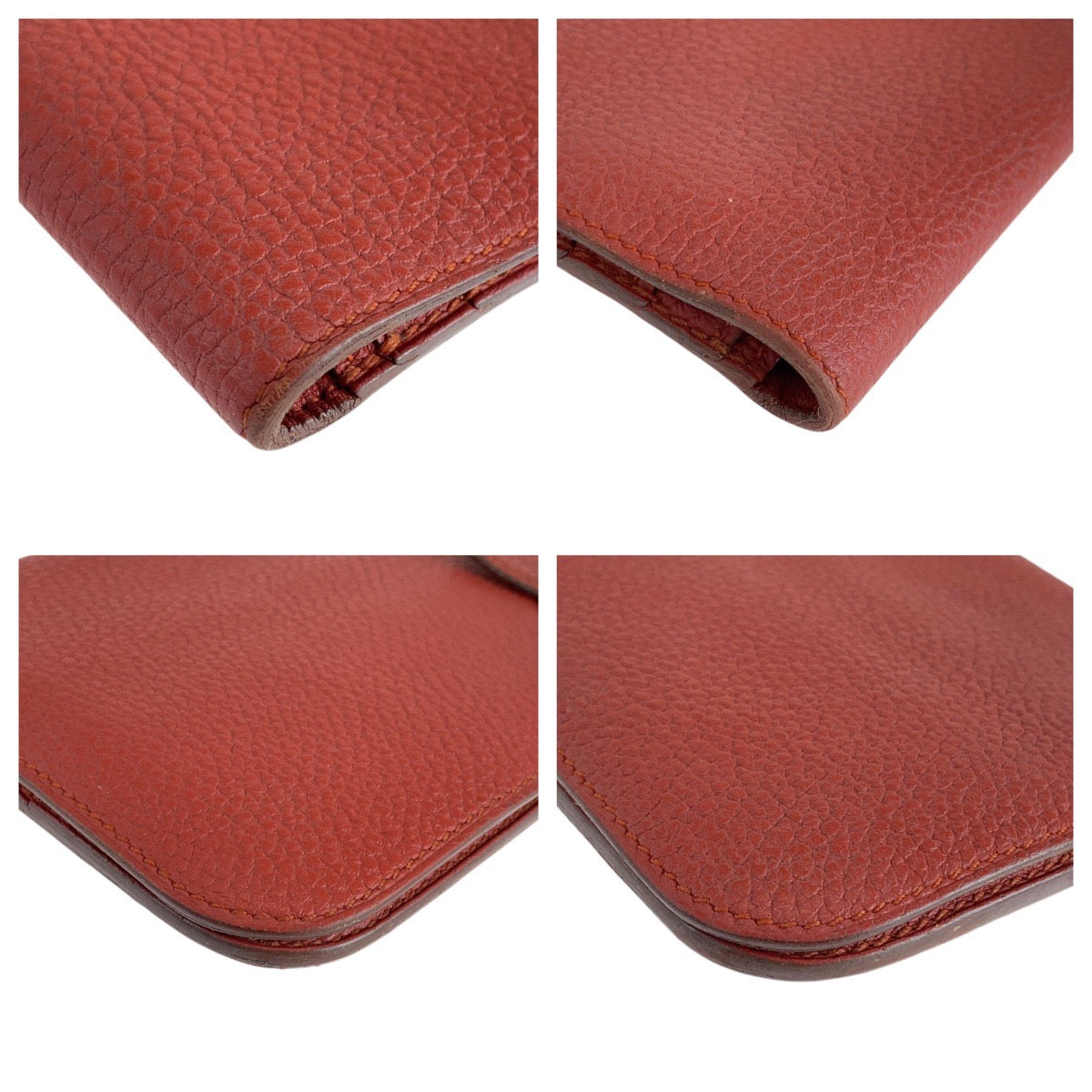 Hermes Dogon Long Wallet Red Silver