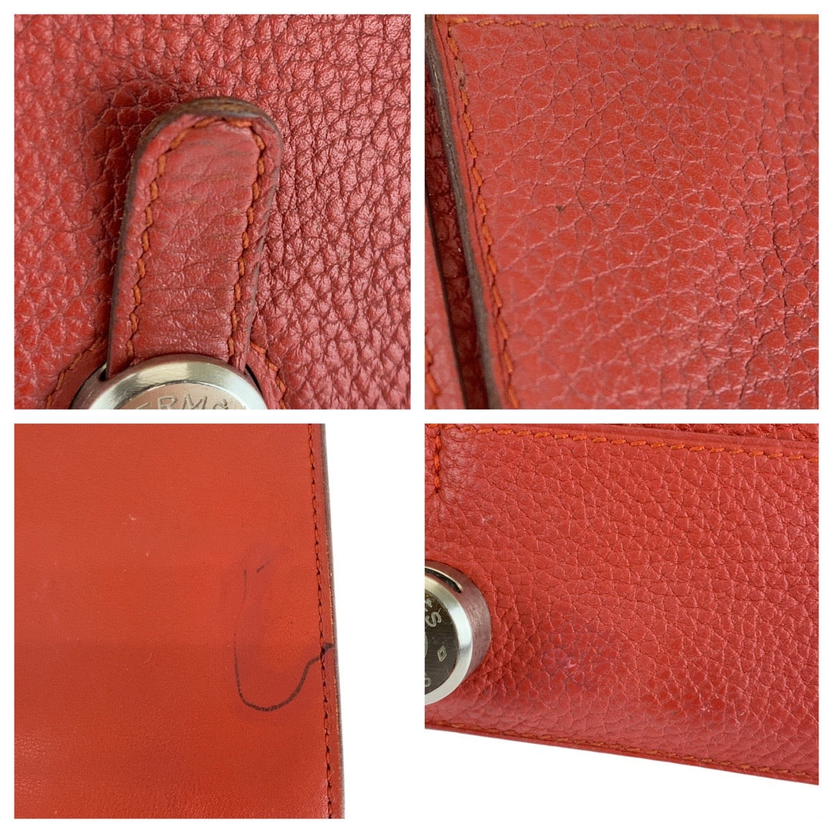 Hermes Dogon Long Wallet Red Silver