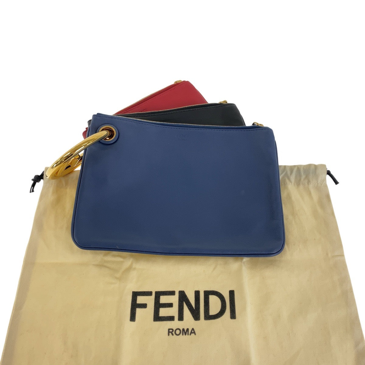 Fendi Leather Triplet Clutch Bag